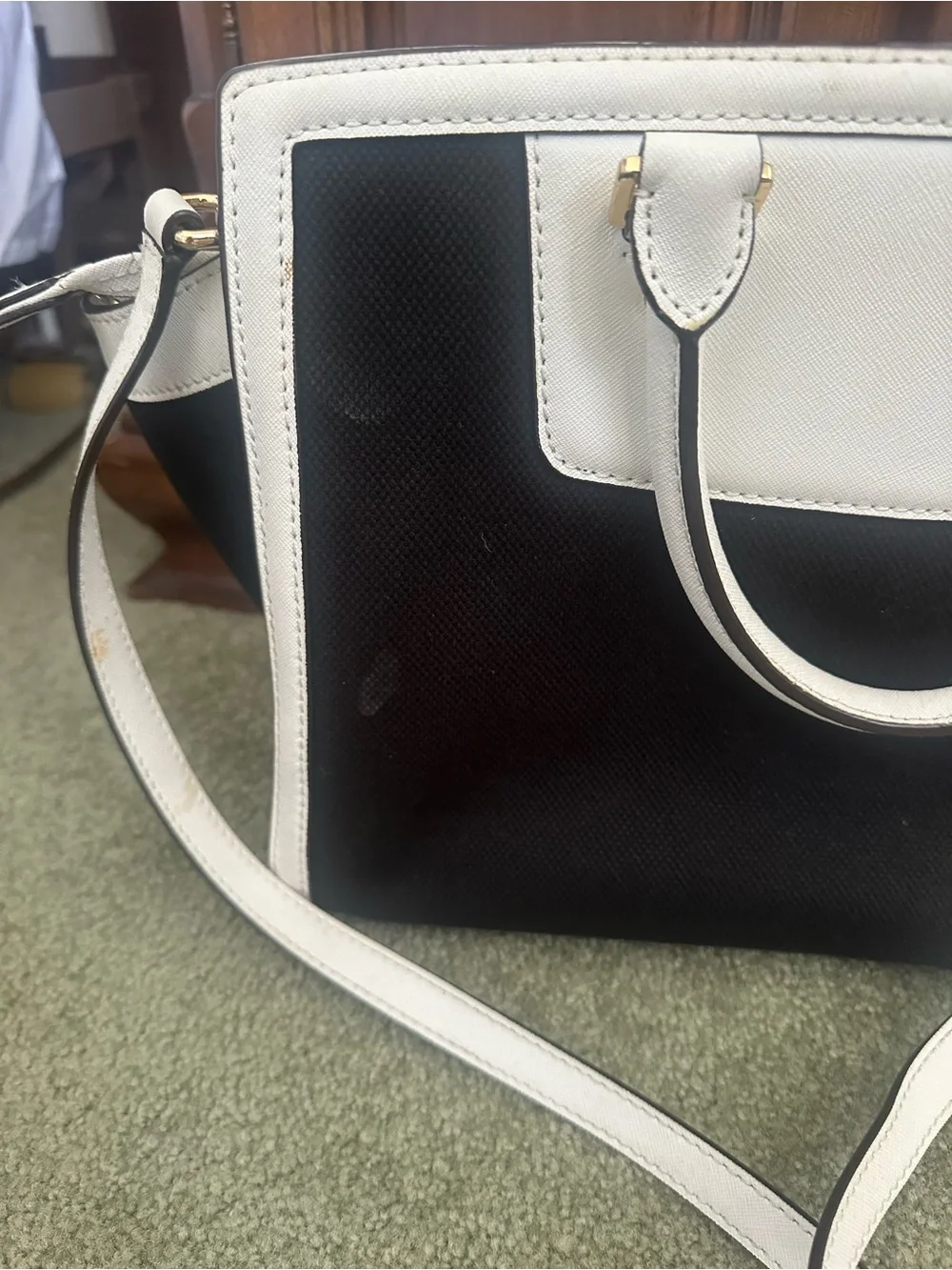 MICHAEL KORS Black and White Contrast Tote